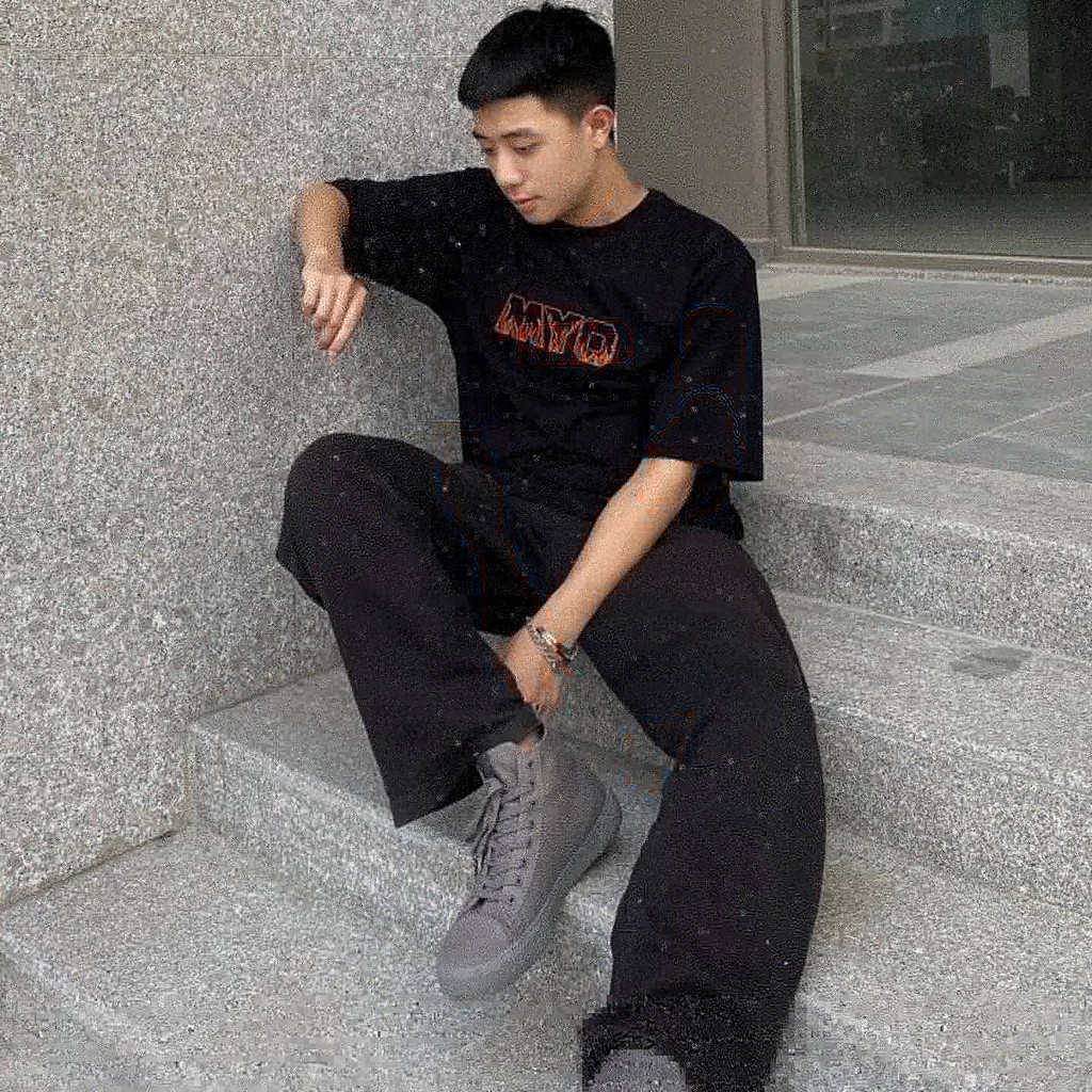 Áo Thun Nam Cao Cấp MYO Vải Cotton Thêu Lửa 200