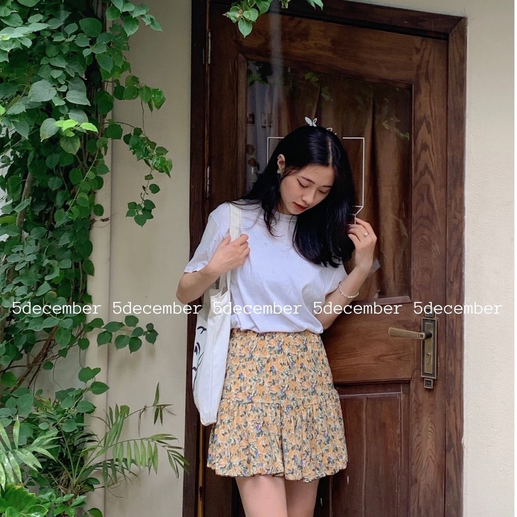 Chân Váy Chữ A Hoa Nhí Vintage Hoa Nhí Hai Lớp - Chân Váy NgắN Hàn Quốc Chất Vải Voan Nhật 2 Lớp CV17