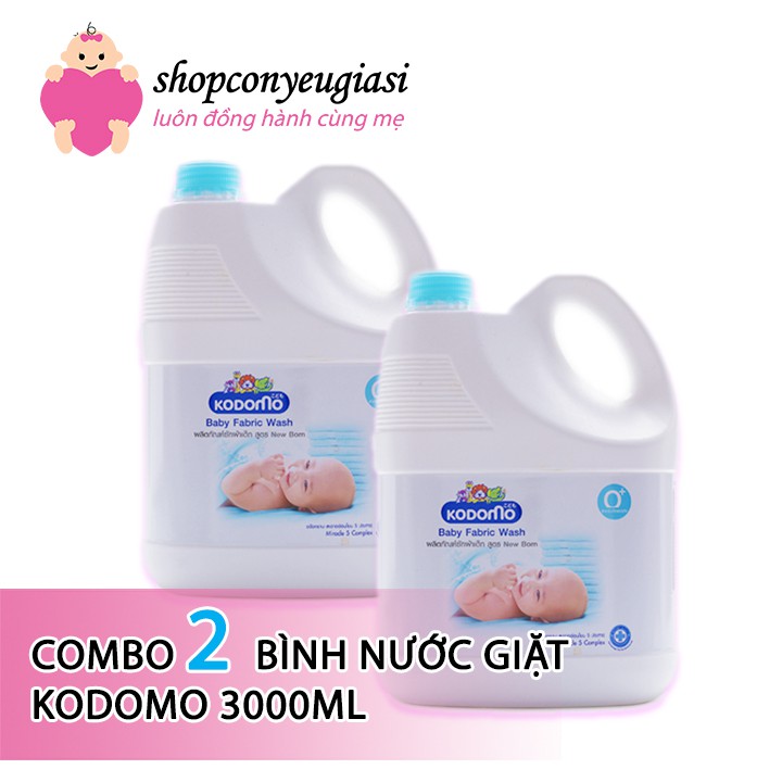 Combo 2 Bình Nước Giặt Kodomo 3000ml - Xanh - Thái Lan