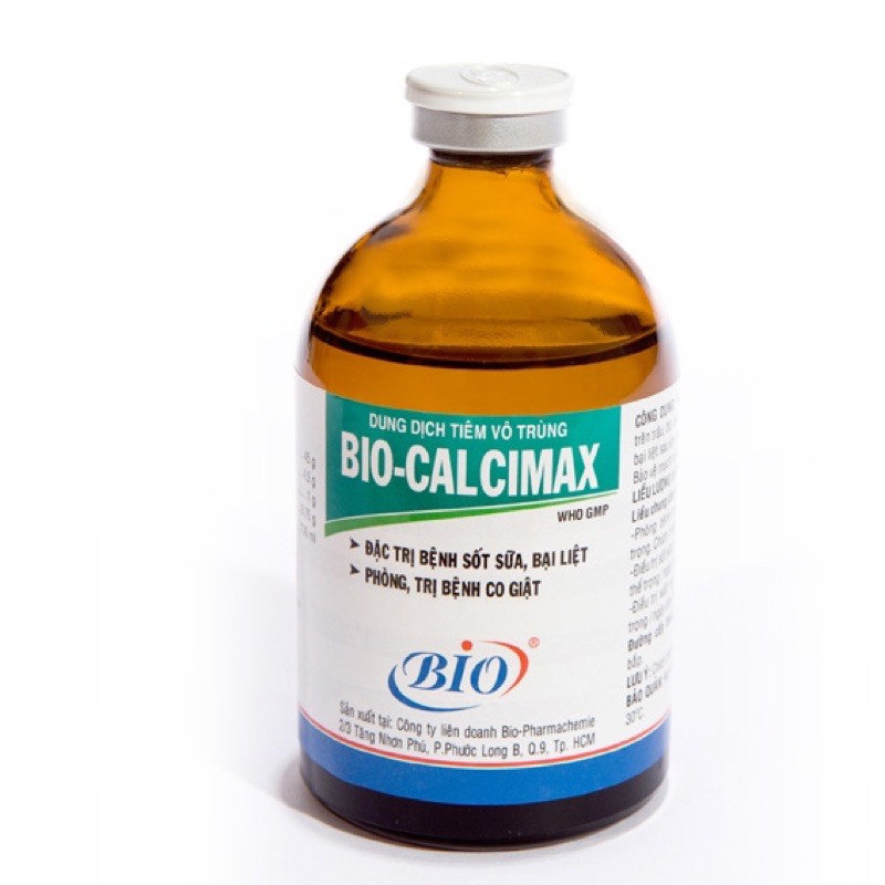 Bio-Calcimax (100ml) đặc tri sốt sữa, bại liệt phòng, tri co giật trên vật nuôi.