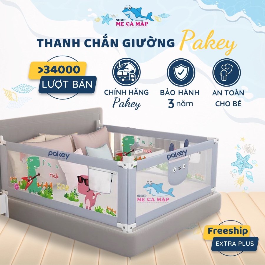 Thanh chắn giường SALE giá nhập, chặn giường Pakey dạng trượt cao tối đa 90cm có 3 màu phù hợp bé trai, bé gái