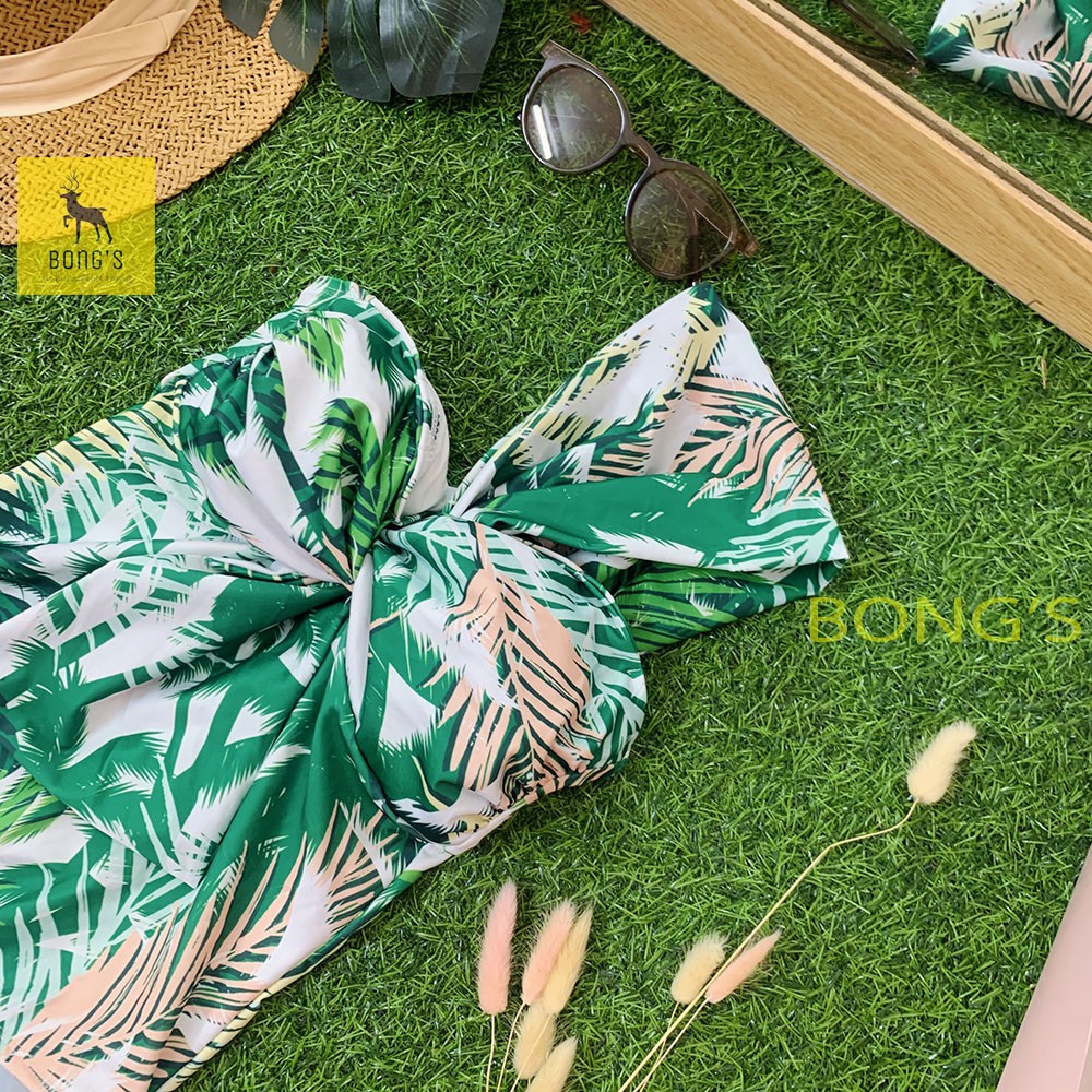 Bikini 1 mảnh - Bikini họa tiết lá lệch vai phong cách Hàn Quốc (Ảnh thật) | BigBuy360 - bigbuy360.vn
