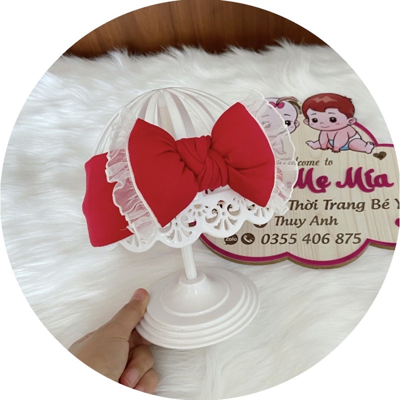 Turban Băng Đô Tóc Giả Hai Bên - Kèm Nơ Chất Cotton Dễ Thương Cho Bé Gái