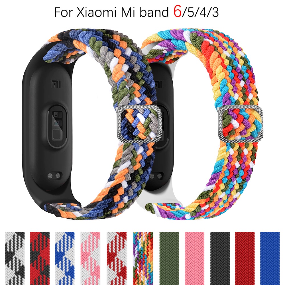 Dây Đeo Đồng Hồ Bằng Nylon Co Giãn 2022 Điều Chỉnh Được Cho Mi band 6 Miband4 miband 5 xiaomi Mi band 4 3 5 6