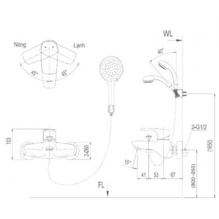 Vòi Sen Tắm Inax Nóng Lạnh BFV-213S-3C, bảo hành chính hãng 02 năm