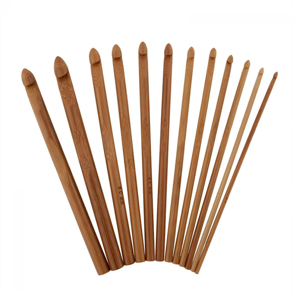 Bộ 12 chiếc móc len bằng tre