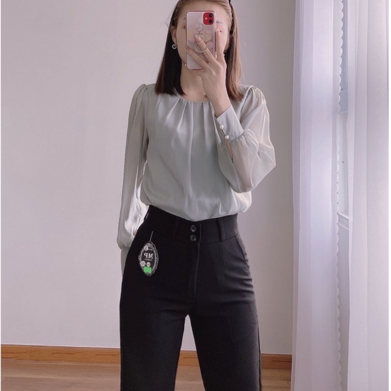 Quần tây công sở nữ lưng cao 2 nút 💯SIÊU ĐẸP💯 Kiểu quần baggy,vải tuyết mưa | BigBuy360 - bigbuy360.vn