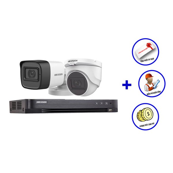 Bộ 02 camera Hikvision Cao cấp, có âm thanh full HD