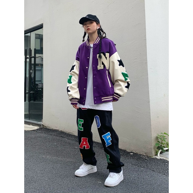 Áo Bomber nỉ NSTAR phong cách Hàn Quốc Áo khoác Unisex phối tay cá tính - GEN_ZOO