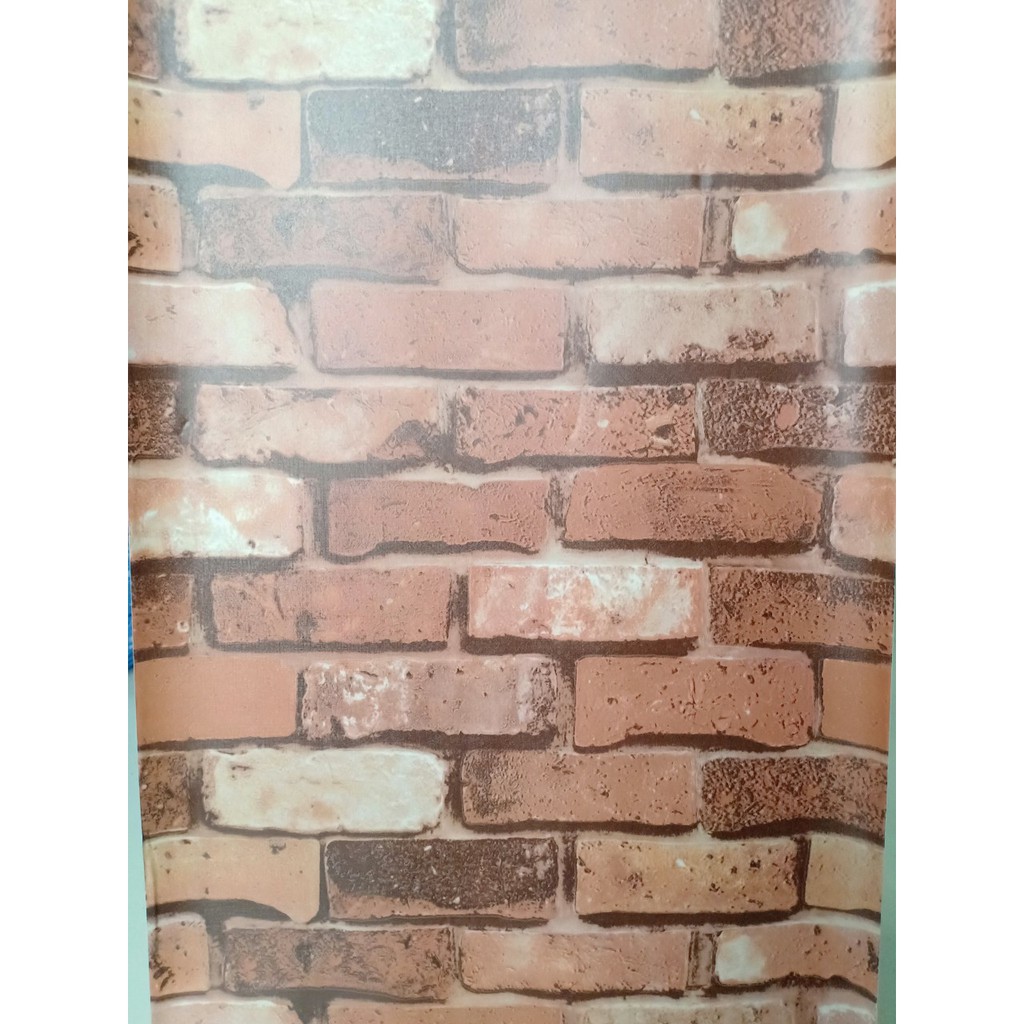 Decal giấy dán tường gạch nâu đất khổ 45cm keo sẵn bóc dán | BigBuy360 - bigbuy360.vn