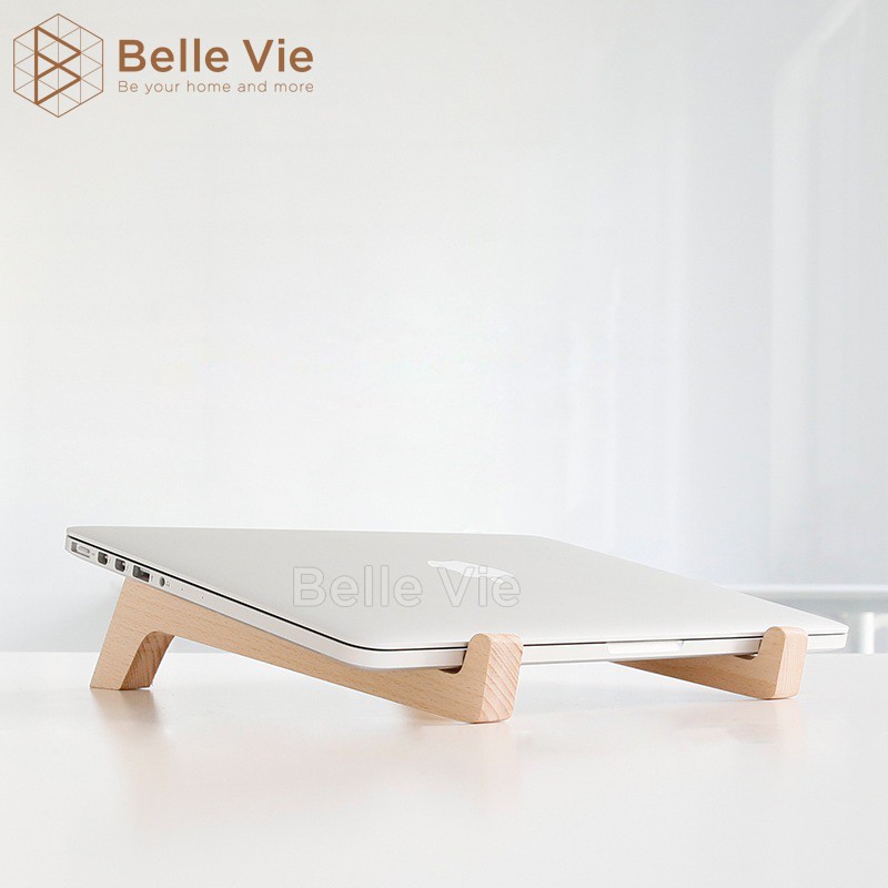 Kệ Để Laptop BELLEVIE Giá Đỡ Laptop, Đỡ Macbook Laptop Để Bàn Chất Liệu Gỗ Tần Bì Cao Cấp