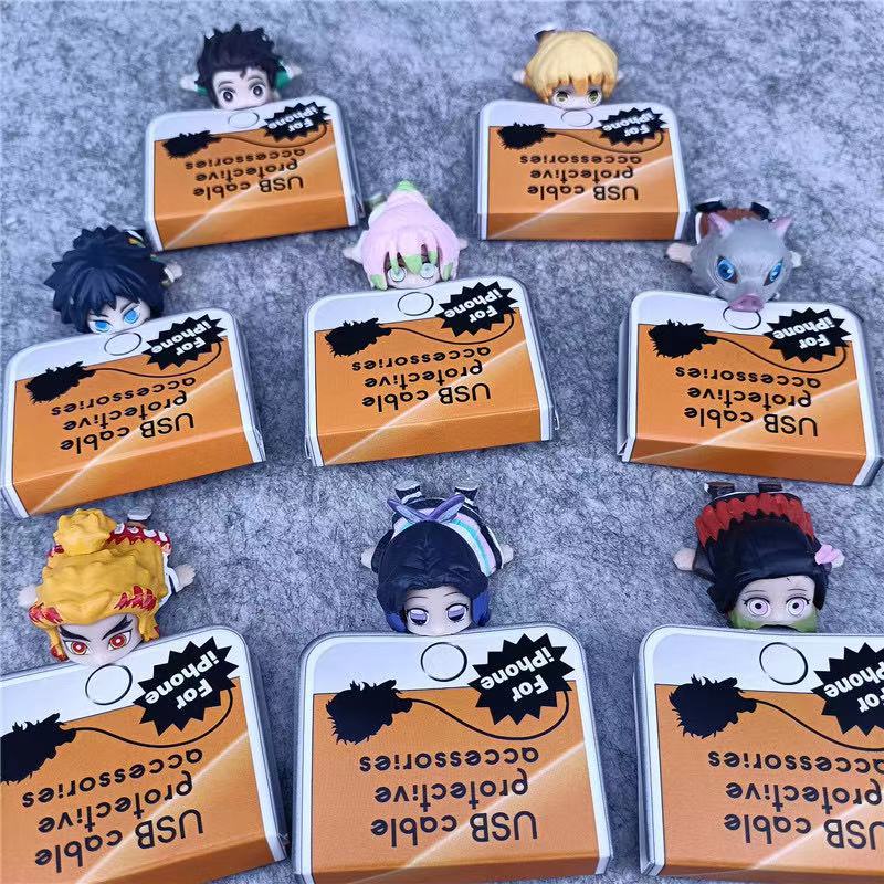 Phụ Kiện Bảo Vệ Đầu Dây Cáp Sạc Hình Hoạt Hình demon slayer Dễ Thương Cho iphone