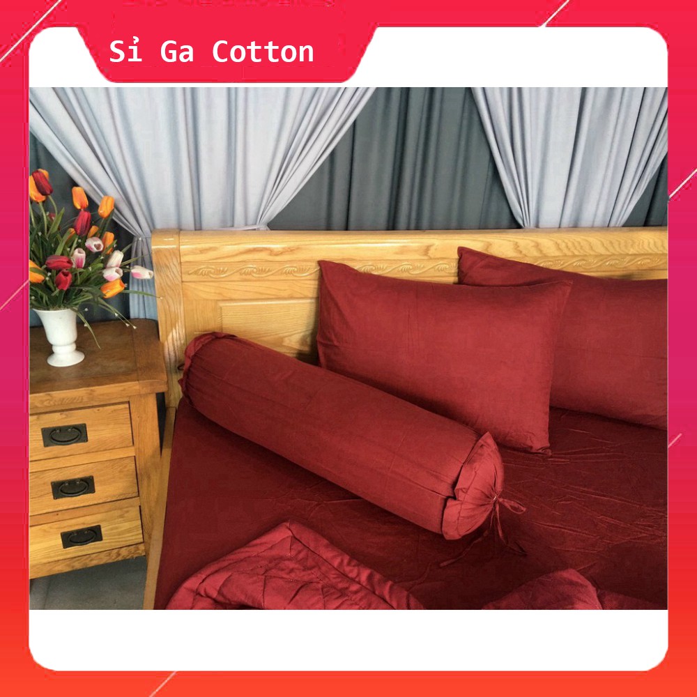 Bộ Drap Giường Cotton 100% Phong Cách Một Màu Sang Trọng- Màu Đỏ - Sỉ Ga Cotton