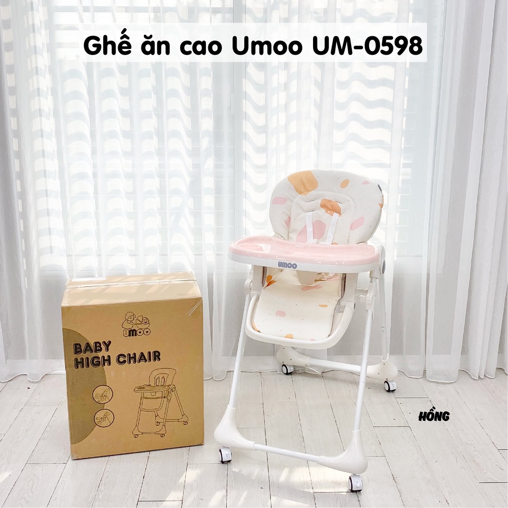 Ghế Ăn Dặm UMOO UM-0598 Chất Liệu Da Pu Cao Cấp Êm Ái, An Toàn, Chống Nước, Có 3 Nấc Điều Chỉnh Phù Hợp Với Tuổi Của Bé