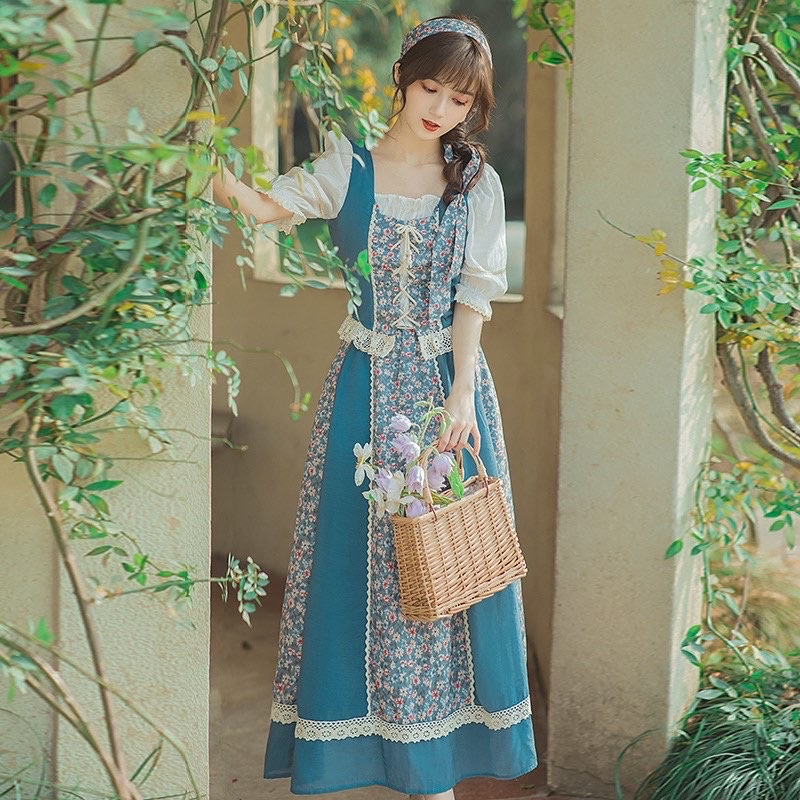 Bộ vintage hoa nhí hợp chụp ảnh du lịch phong cách hà lan du mục