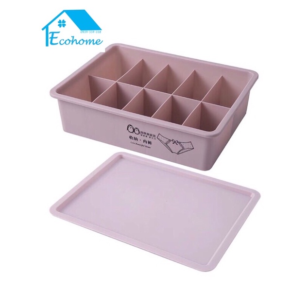 Ecohome Nắp đậy hộp phân chia đồ nội y đủ màu
