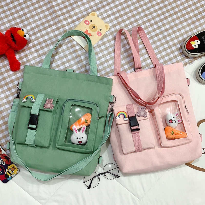 Túi tote túi vải canvas phong cách hàn quốc có khóa kéo