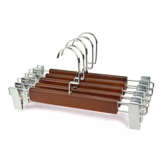 Kẹp Quần Gỗ Nâu Trẻ Em 50 Chiếc và Móc Áo Gỗ Vàng Đệm 30 Chiếc