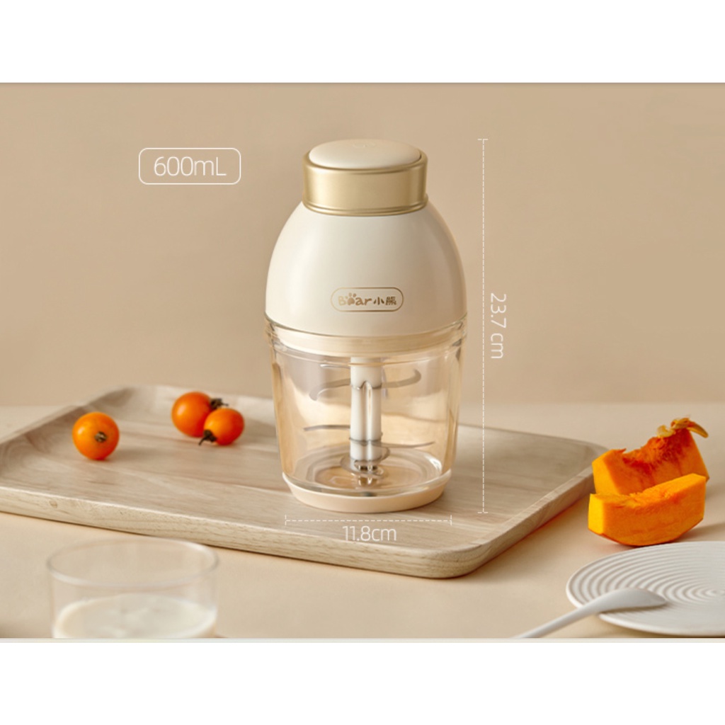Máy xay đa năng, máy xay ăn dặm dung tích 0.6L có 6 lưỡi dao chính hãng bear QSJ-D02Q1