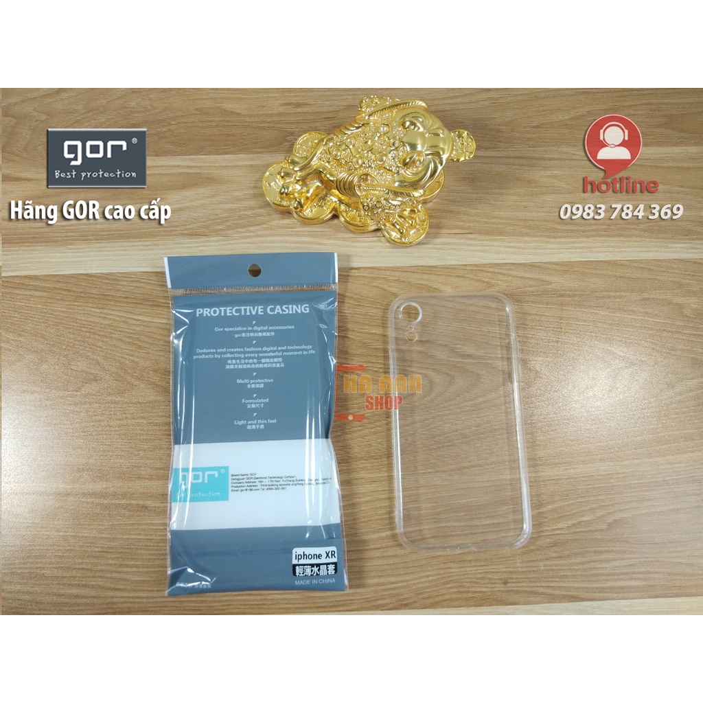 Ốp lưng iPhone XR hãng Gor cao cấp trong suốt, 0.4mm siêu dẻo, siêu mỏng, siêu nhẹ