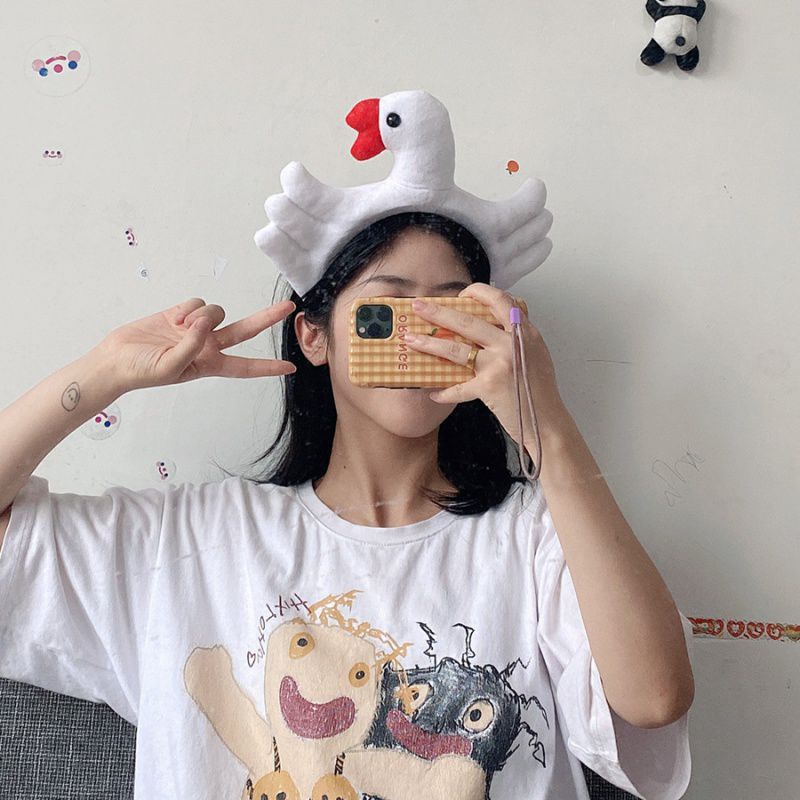 Băng Đô Cài Tóc Hình Chim Thiên Nga Hoạt Hình Vui Nhộn Dễ Thương Cho Nữ