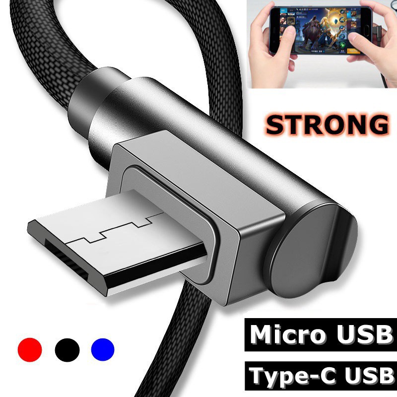 Dây cáp dữ liệu/ sạc nhanh kiểu chữ L USB Type-C dùng cho điện thoại Android 1/2/3m