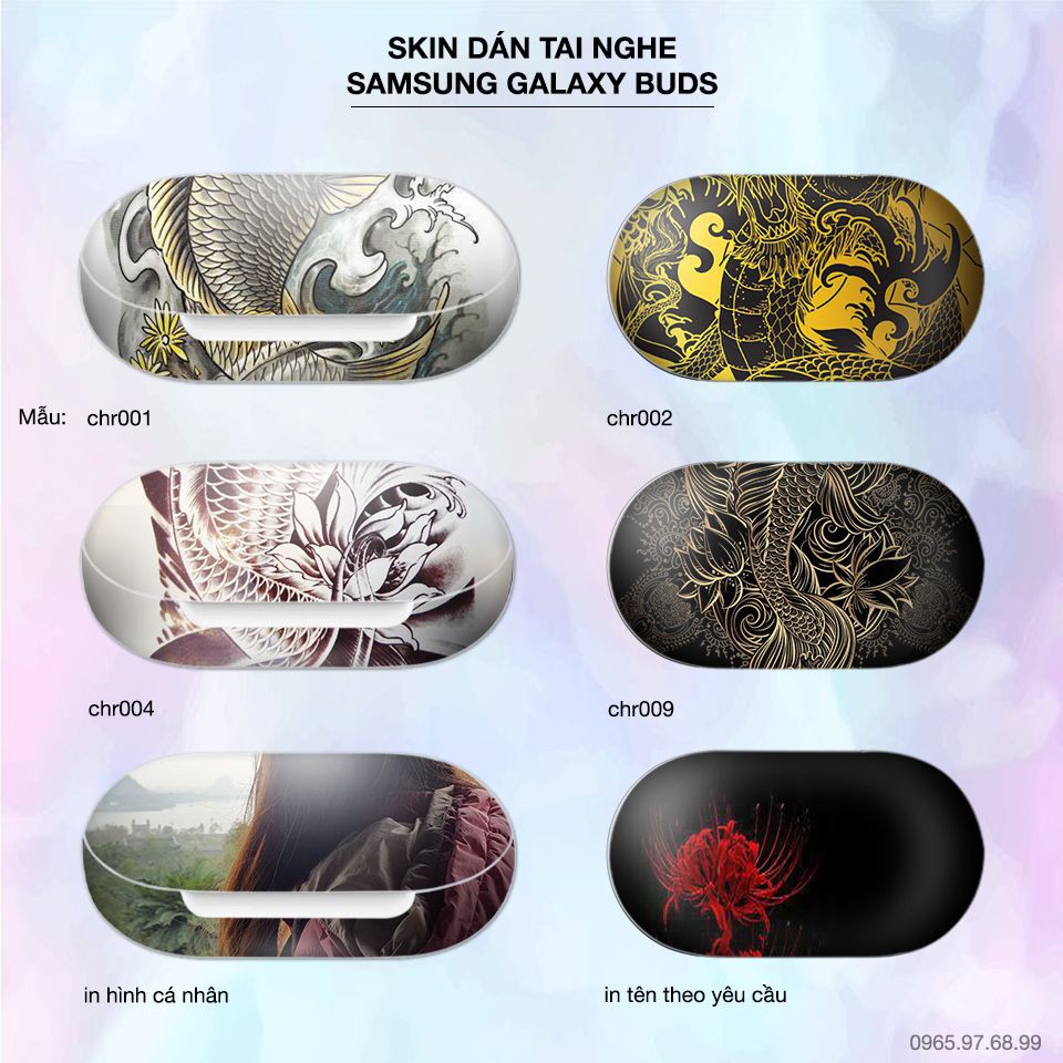 Skin dán tai nghe Samsung Galaxy Buds in hình Cá chép hóa rồng x01