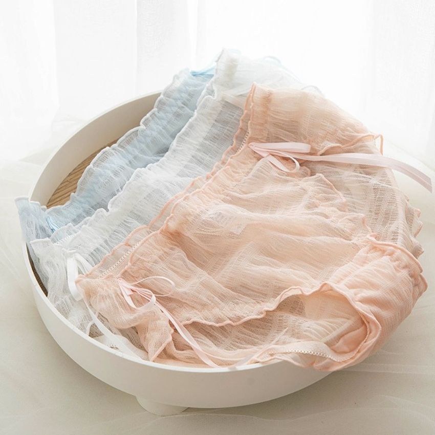 Quần lót nữ cao cấp co dãn mỏng nhẹ, quần chíp nữ ren sexy, gợi cảm đính nơ 2 bên Bellar_bra L4683