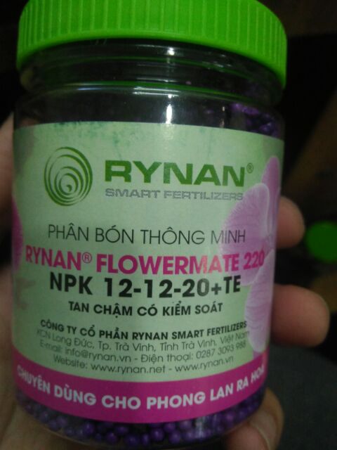Phân Bón Thông Minh tan chậm Rynan Flowermate 220 NPK 12-12-20+TE Chuyên dùng cho phong lan, cây cảnh