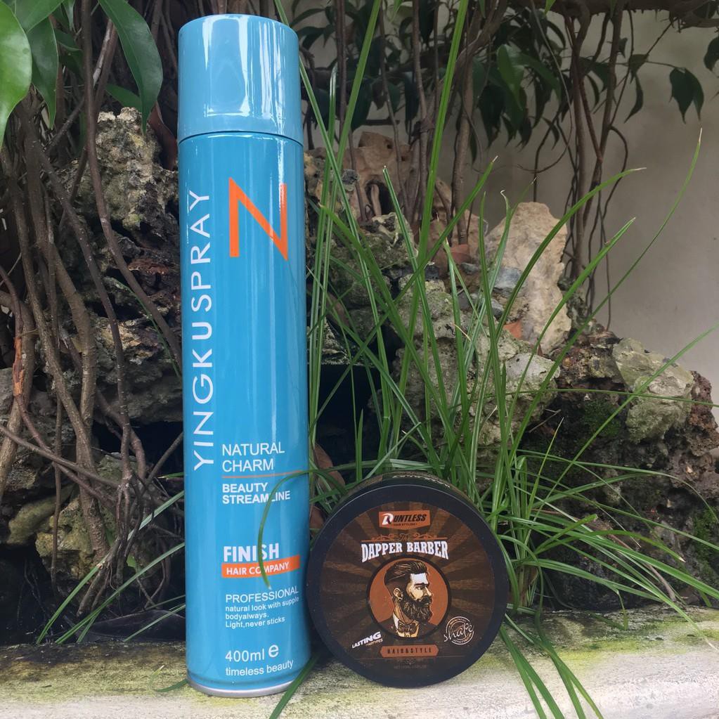 COMBO Gôm xịt tóc YINGKUSPRAY + Sáp Vuốt Tóc  DAPPER BARBER