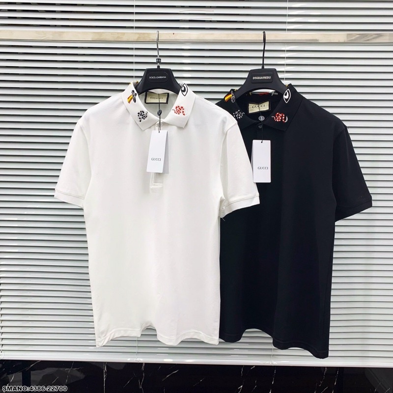 Áo polo nam GUCI ong thêu cổ chất cotton thun - Dha store hn