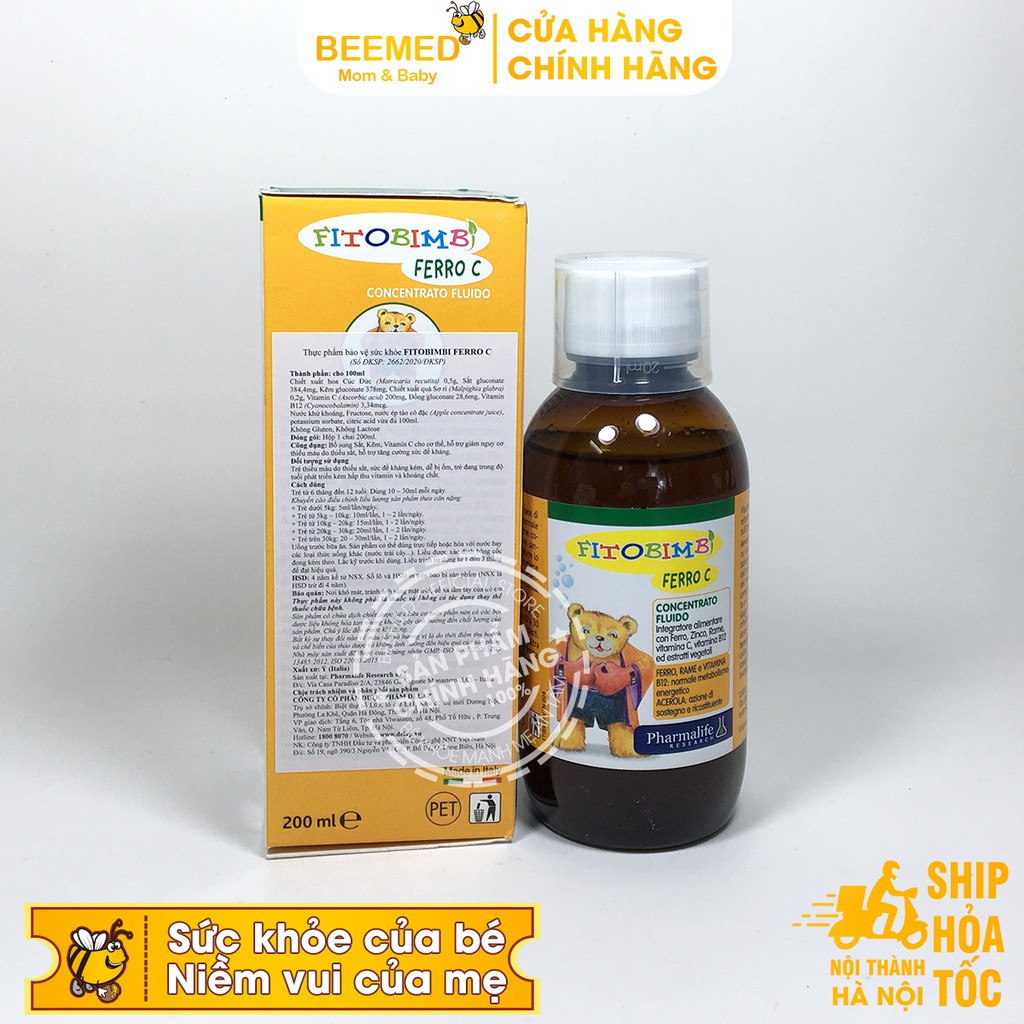 Siro Ferro C Bimbi - Bổ sung sắt, Vitamin C, kẽm cho bé - Siro Ferro C Bimbi của Fitobimbi - Nhập khẩu từ Ý