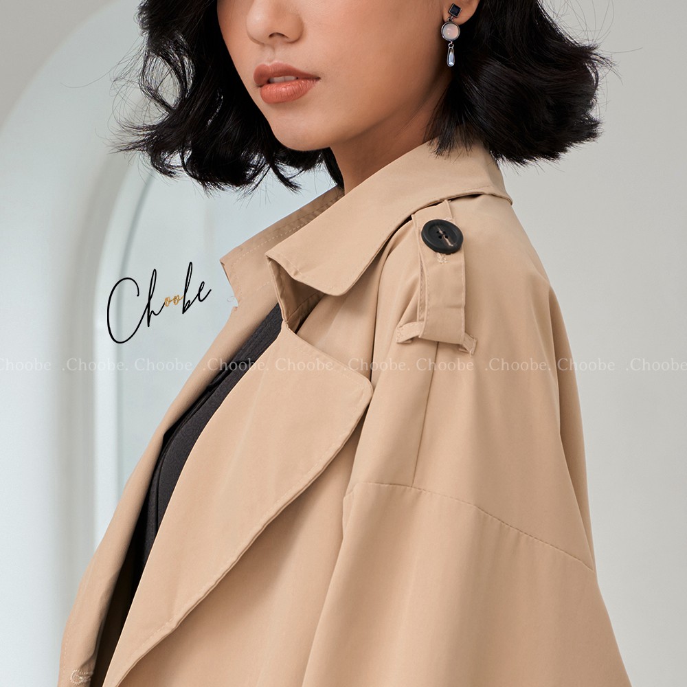 Áo khoác nữ Choobe dáng dài, măng tô vải kaki có lớp lót, phong cách thanh lịch, sang trọng  | BigBuy360 - bigbuy360.vn