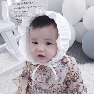 mũ nón sơ sinh trắng cho bé (0-15 tháng)