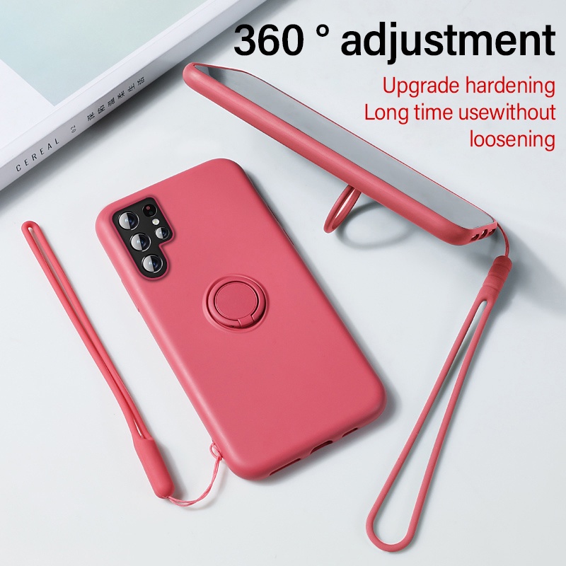 Ốp Điện Thoại Silicon Dẻo Kèm Giá Đỡ Nhẫn Từ Tính Cho Samsung S22 S21 Plus S20 FE Note 20 Ultra 10 Pro S8 S9 S10