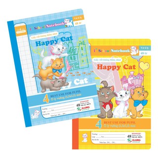Vở ô ly Klong Happy Cat - 48 trang;MS 005N - khách sỉ ib