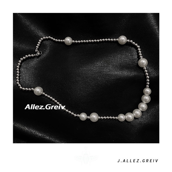 Vòng cổ Ngọc Trai Thép Titan hip hop Đường Phố Âu Mỹ Chất Lượng Cao Thời Trang Cho Nam