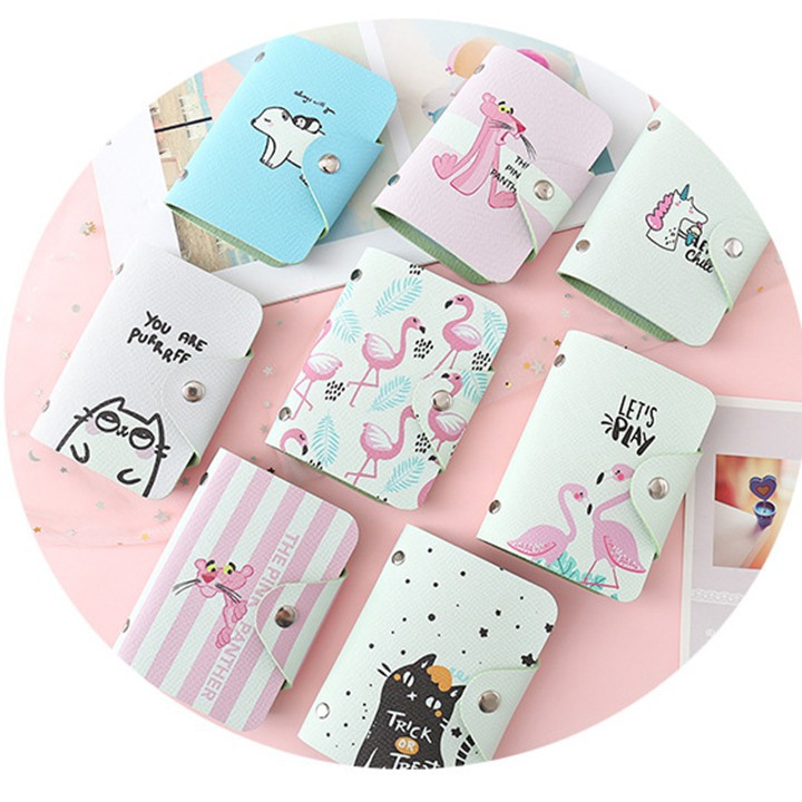 Ví đựng thẻ ATM bằng da PU 20 ngăn cao cấp hình báo hồng unicorn BTS EXO Doraemon dễ thương youngcityshop 30.000