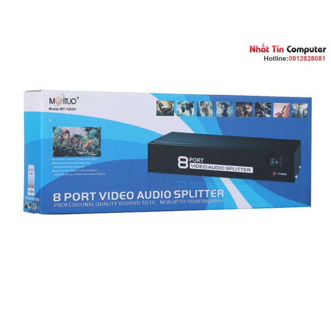 Bộ chia tín hiệu AV (Video & Audio) 1 ra 8 cổng MT-108AV chính hãng MT-VIKI