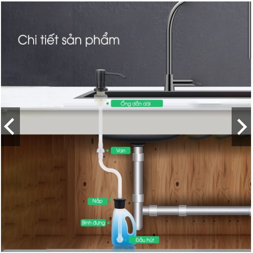 Bộ vòi bơm hút nước rửa chén gắn bồn rửa tự bơm hút dầu rửa bát với ống dẫn silicon dài 1,2m giúp gian bếp sang trọng