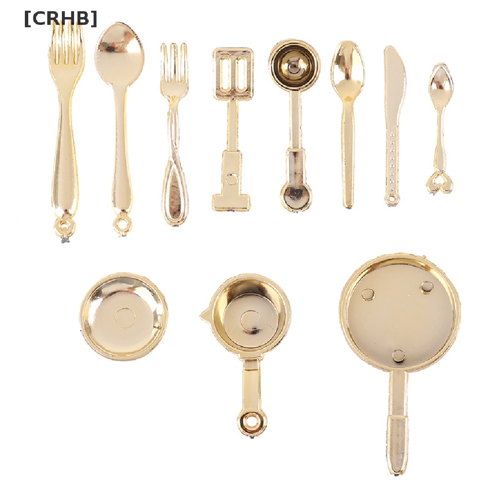 [CRHB] 1Set 1:12 Dollhouse Mini Pot Shovel Fork Spoon Tableware Kitchen Cookware Decor Hot Sell