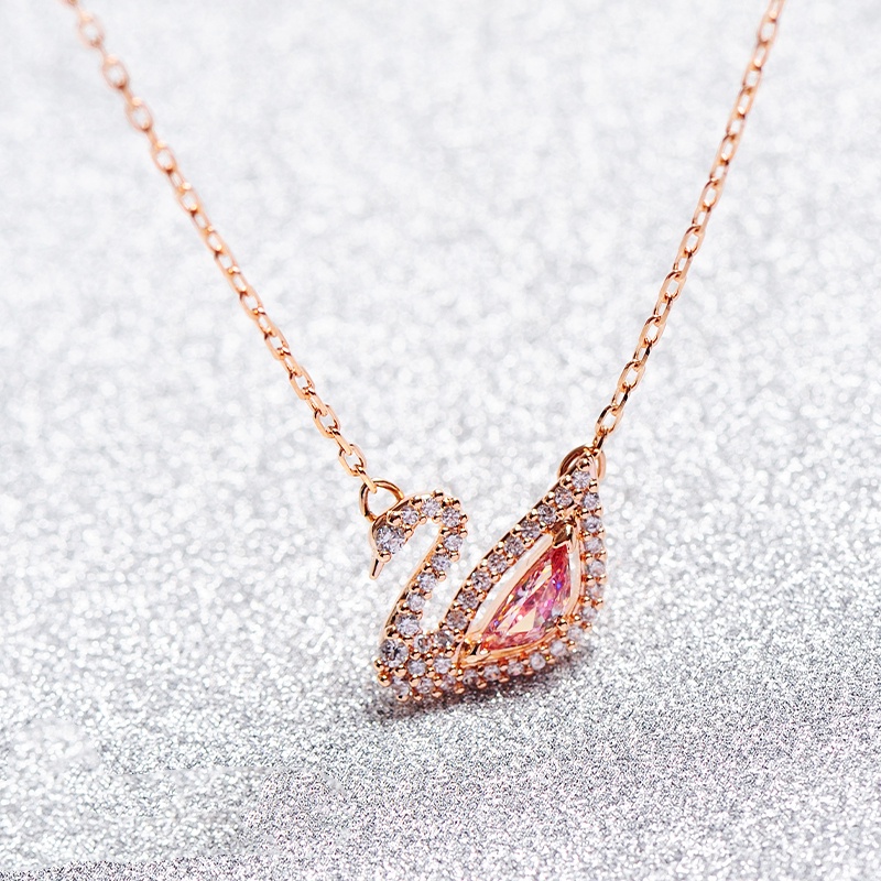 Vòng cổ Thiên Nga Đính Pha Lê Hồng