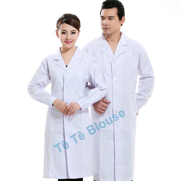 Áo Blouse Trắng Bác Sĩ Dáng Dài Tới Gối Dành Cho Nam Nữ Dày, Đẹp, Hàng Thô Cotton Cao Cấp (Giá Sỉ)