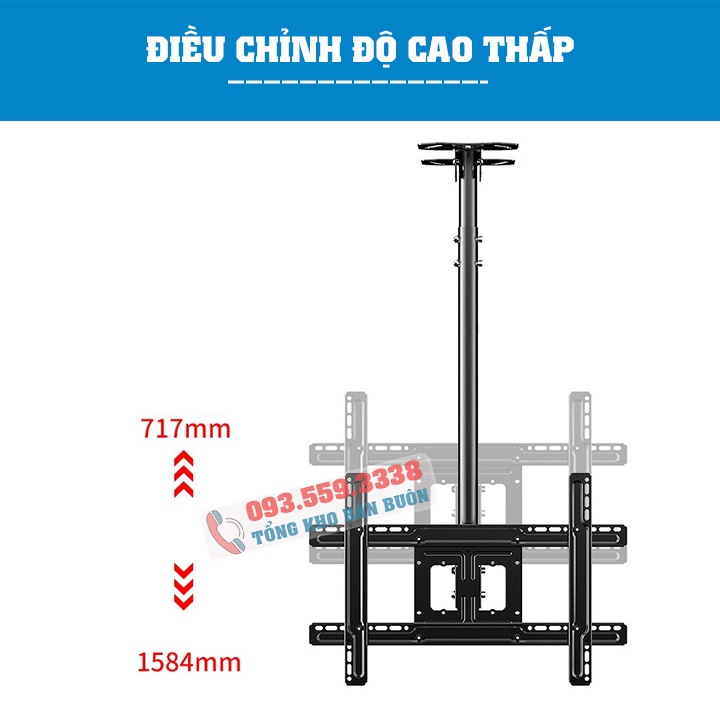 Giá Treo Tivi Thả Trần NB T560 32 - 40 - 43 - 50 - 60 - 65 Inch - Lắp Đặt Mọi Địa Hình - Hàng Nhập Khẩu Chính Hãng