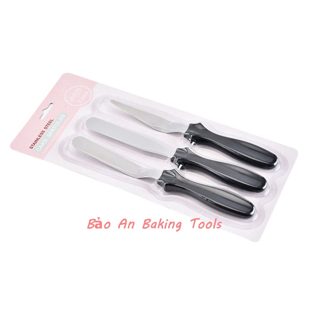 Bộ 3 dao chà láng/trang trí bánh kem mini