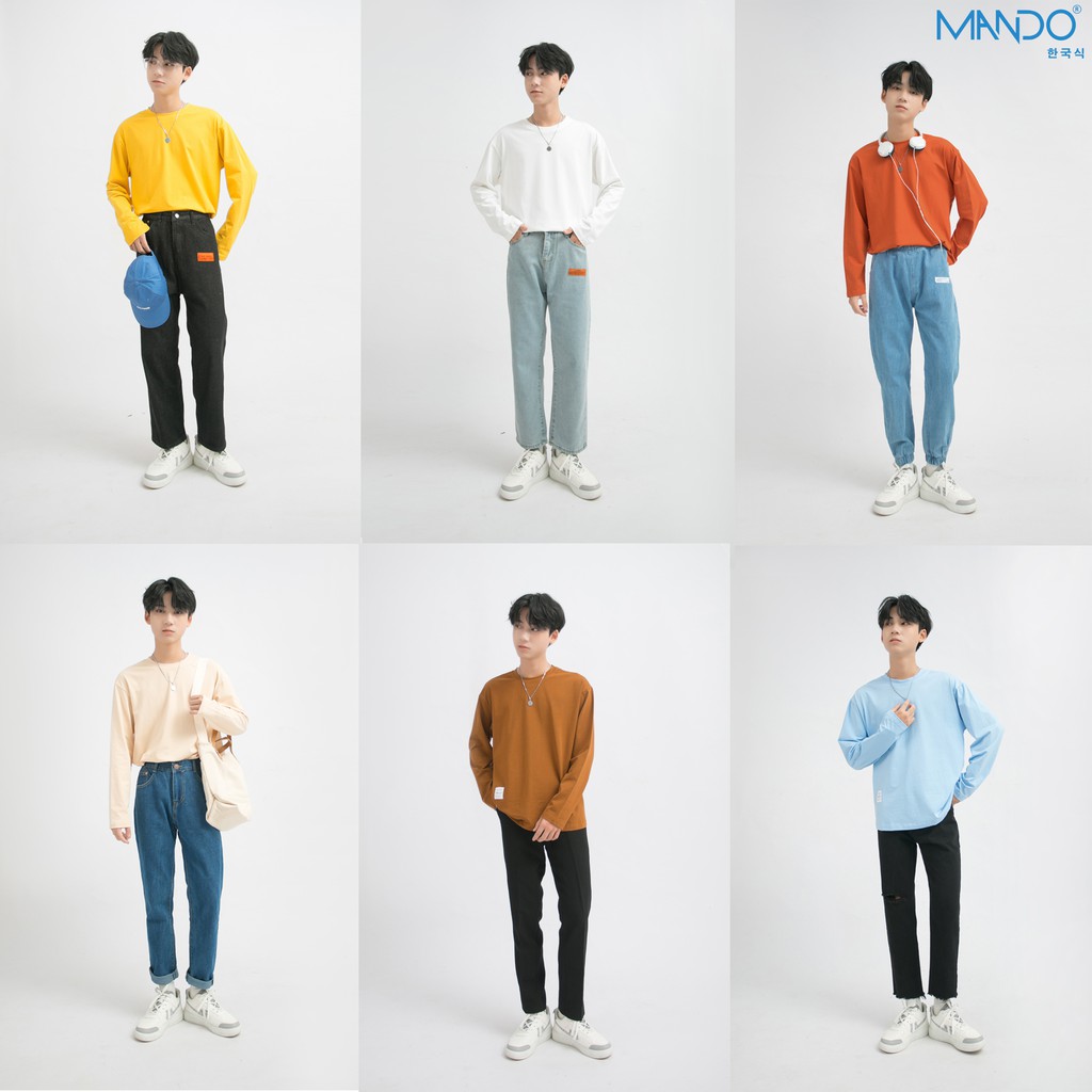 Áo Thun Thu Đông Nam Dài Tay MANDO Chất Cotton Hàn Form Suông Rộng Nhiều Màu Basic Unisex Thời Trang Hàn Quốc NDN071 | BigBuy360 - bigbuy360.vn