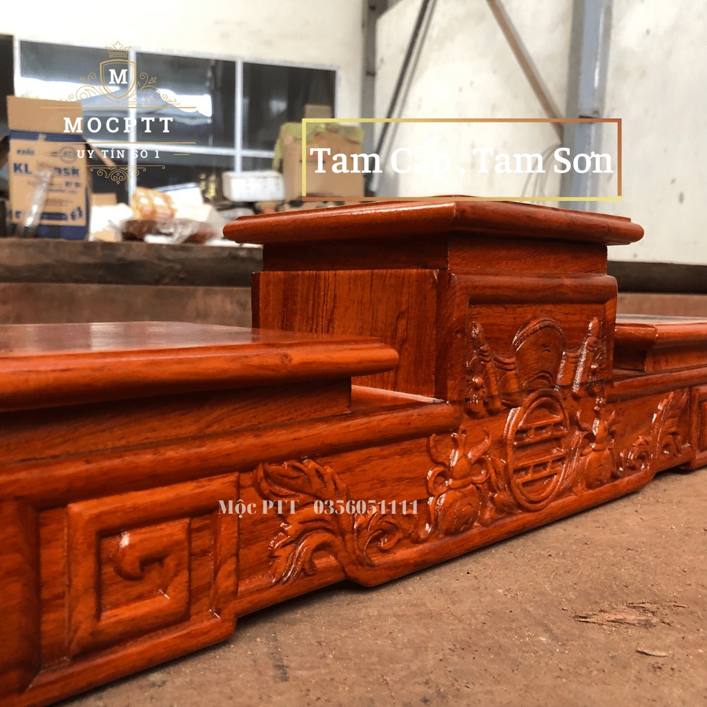 Tam Cấp Kê Bát Hương,Đồ Thờ Cúng Gỗ Hương mặt từ 14 đến 25 cm