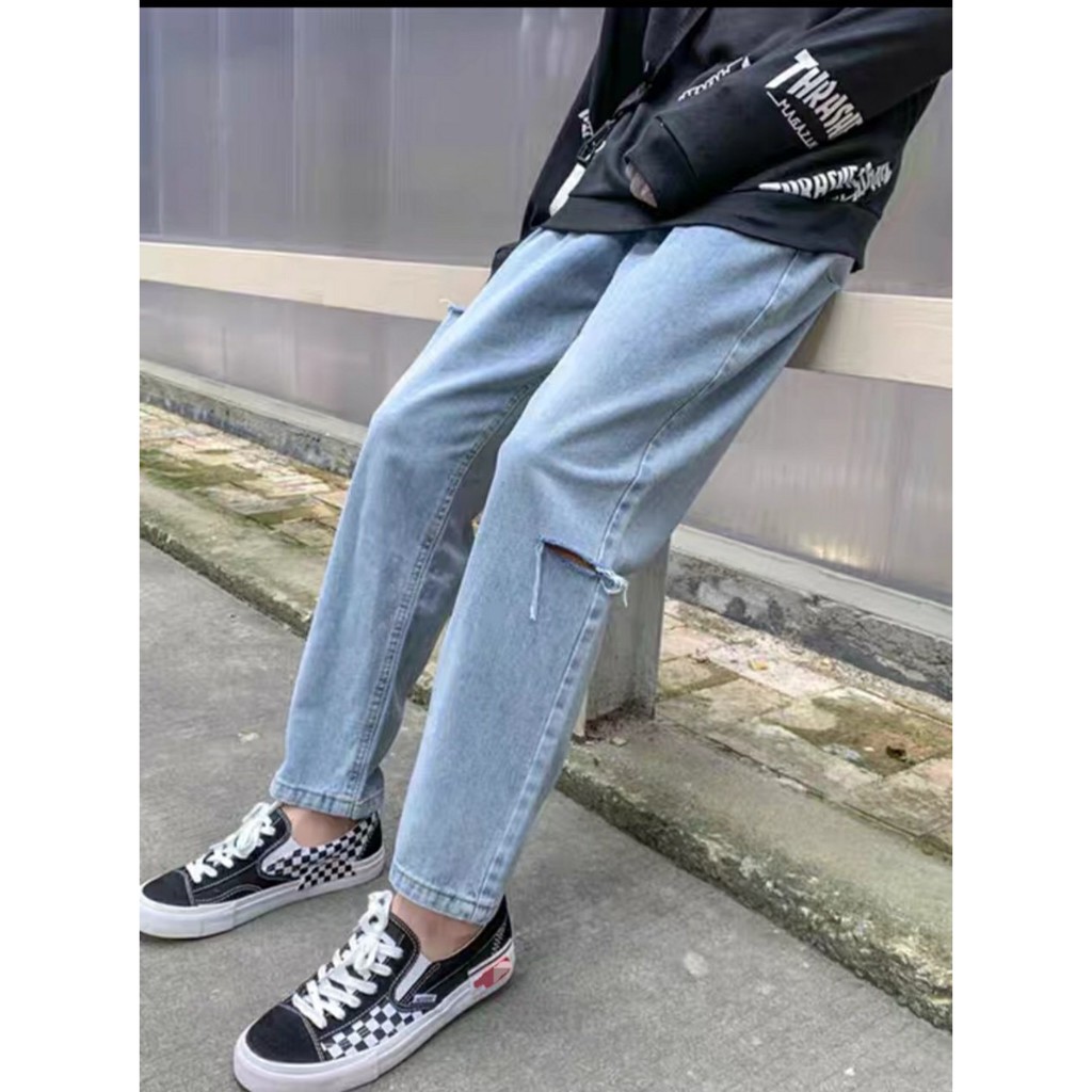 Quần Jeans Baggy Dáng Rách Cạnh 2021