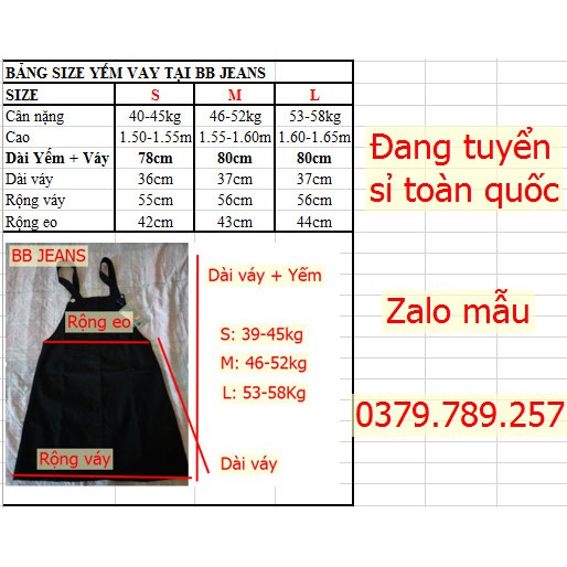 [Mã 44FASHIONSALE643 giảm 10K đơn 50K] Váy yếm jeans túi ngực 3 màu (hình chụp thật) cao cấp giá rẻ Bb Jeans