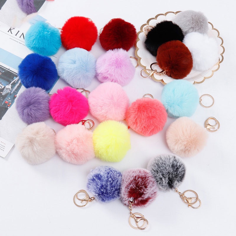 Quả Cầu Lông Xù Đáng Yêu Gắn Móc Khóa 6/8/10CM